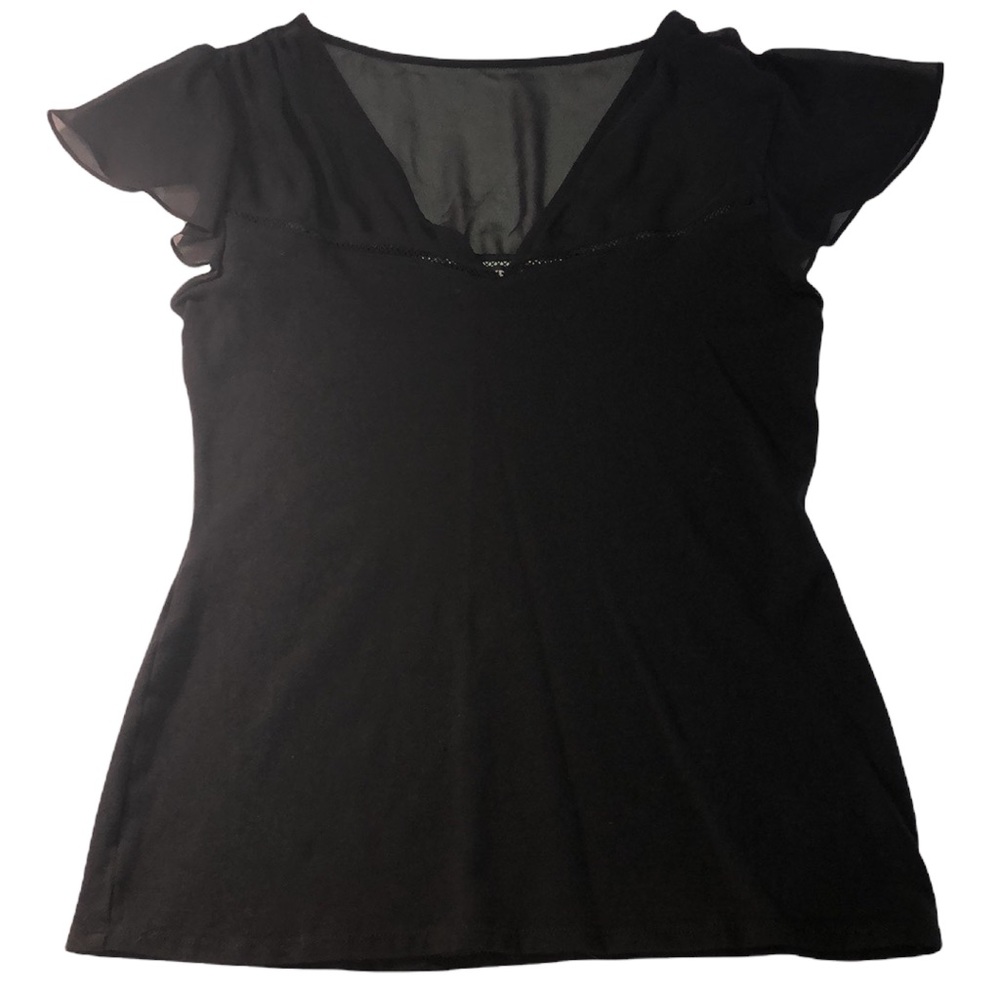 Express Sheer Shoulder Black Top NWOT Medium